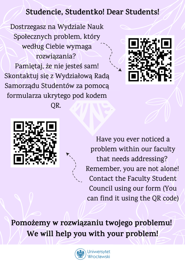 plakat kontaktowy samorządu studentów