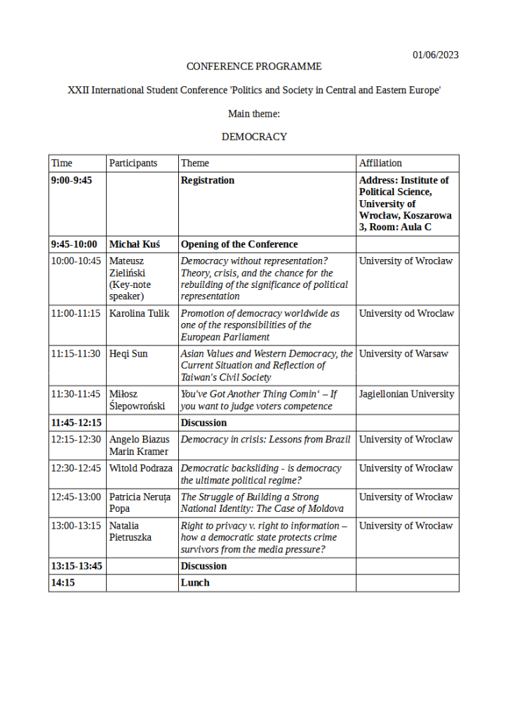conference programme