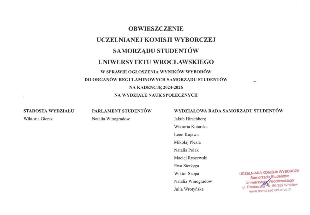 obwieszczenie komisji wyborczej