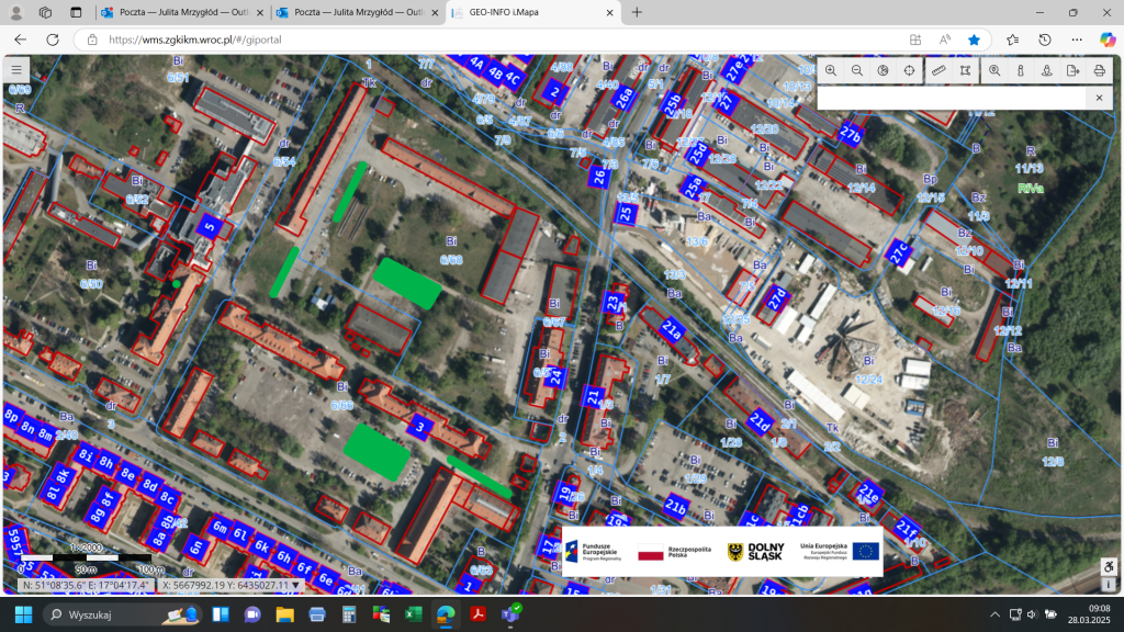 mapa dostepnych miejsc parkingowych